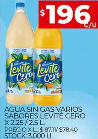Supermercados DIA Levité Agua Sin Gas Varios Sabores Cero x 2.25/2.5 L oferta