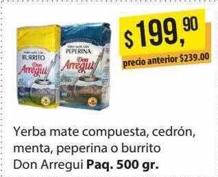 Supermercados Damesco Yerba Mate Compuesta Cedrón Menta Peperina O Burrito Don Arregui oferta