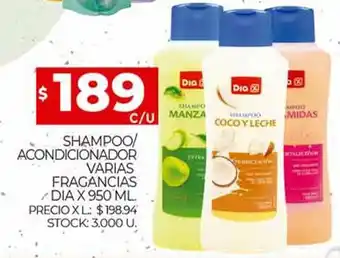 Supermercados DIA Dia Shampoo/Acondicionador Varias Fragancias 950 ml oferta