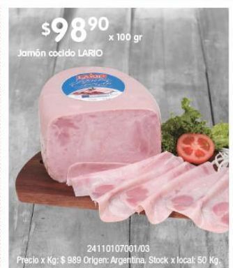 Disco Jamón cocido lario x 100gr oferta