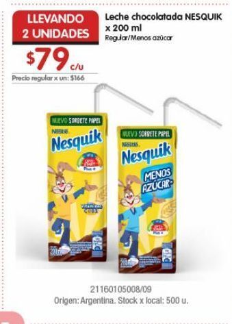 Disco Leche chocolatada nesquik x 200ml oferta