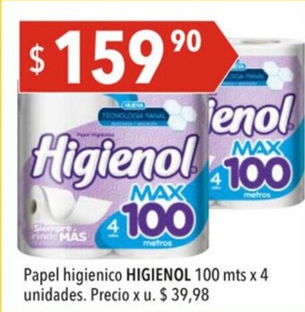 Hergo Higienol Papel higienico 100mts x 4 unidades oferta