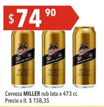Hergo Miller Cerveza rub lata x 473 cc oferta