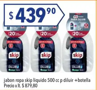 Hergo Skip jabon ropa liquido 500cc p diluie+botella oferta