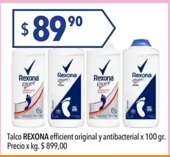 Hergo Rexona Talco efficient original y antibacterial x 100gr oferta
