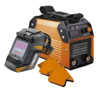 Frávega Soldadora inverter lusqtoff mega iron 140 120 amp + máscara + 2 escuadras oferta