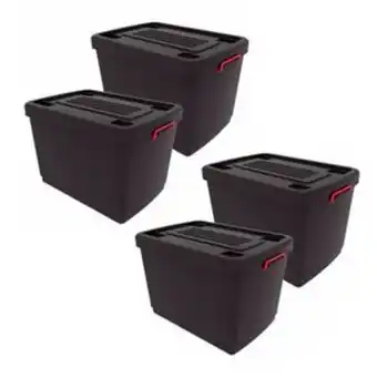 Frávega Juego de 4 contenedores heavy box 95 lts negro oferta