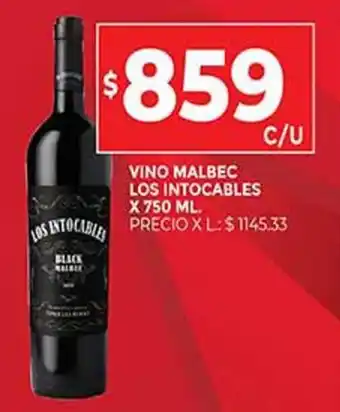 Supermercados DIA Los Intocables Vino Malbec x 750 ml oferta