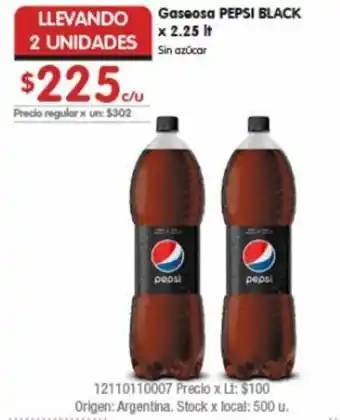 Disco Pepsi Black Gaseosa x 2.25 lt. 2 unidades oferta