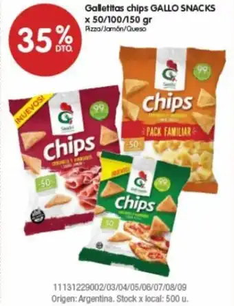 Disco Gallo Snacks Galletitas chips x 50/100/150 gr oferta