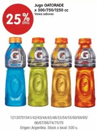 Disco Gatorade Jugo x 500/750/1250 cc oferta