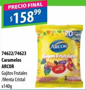 Micropack Arcor Caramelos Gajitos Frutales/Menta Cristal x 140 g oferta