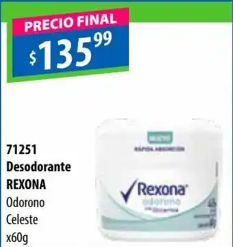 Micropack Rexona Desodorante Odorono Celeste x 60 g oferta