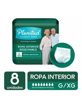 Farmacias Líder Plenitud classic ropa interior descartable g/xg x 8 oferta