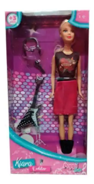 Faraone Muñeca kiara rockstar guitarra micrófono auriculares poppi oferta