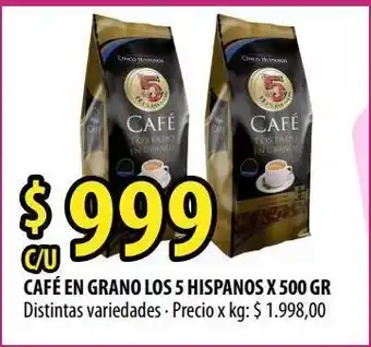 Punto Mayorista Café en grano los 5 hispanos x 500g oferta