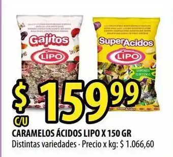 Punto Mayorista Caramelos ácidos lipo x 150g oferta