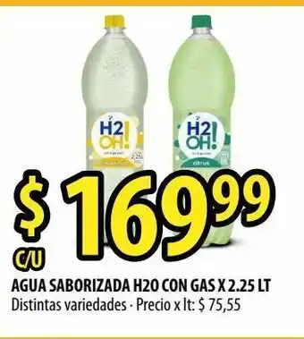 Punto Mayorista Agua con sabor h2oh con gas x 2,25l oferta