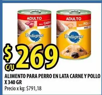 Punto Mayorista Alimento para perro en lata carne y polllo pedigree x 340g oferta