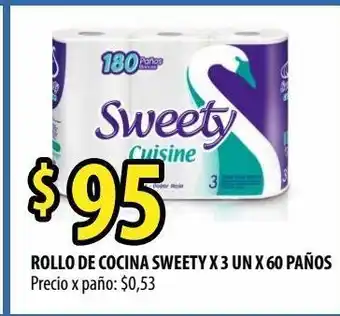 Punto Mayorista Rollo de cocina sweety 3un x 60 paños oferta
