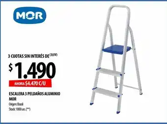 Punto Mayorista Escalera 3 peldaños aluminio mor oferta