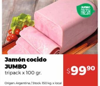 Disco Jamón cocido jumbo tripack x 100gr oferta