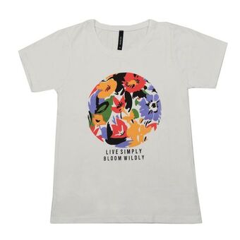 Coto Remera mujer manga corta estampada blanca talle m oferta