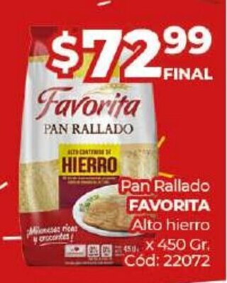Diarco Favorita Pan Rallado Alto hierro x 450 gr. oferta
