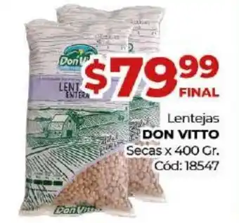 Diarco Don Vitto Lentejas Secas x 400 Gr. oferta