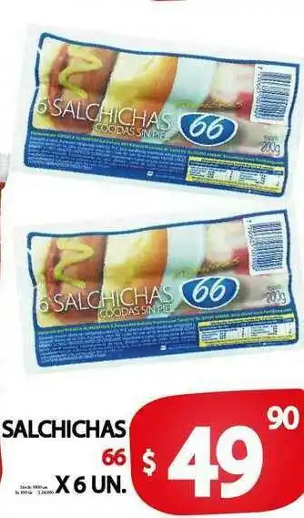 Supermercados Mariano Max Salchichas 66 x 6 un oferta
