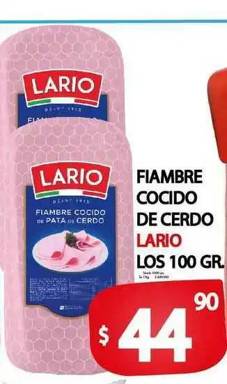 Supermercados Mariano Max Fiambre Cocido De Cerdo Lario 100gr oferta