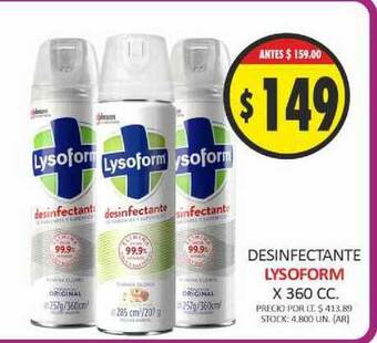 Supermercados Becerra Lysoform Desinfectante x 360cc oferta