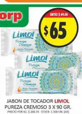 Supermercados Becerra Limol Jabon De Tocador Pureza Cremoso 3 x 90gr oferta