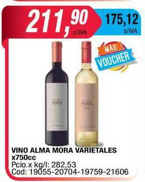 Maxiconsumo Vino Alma Mora Varietales x 750cc oferta