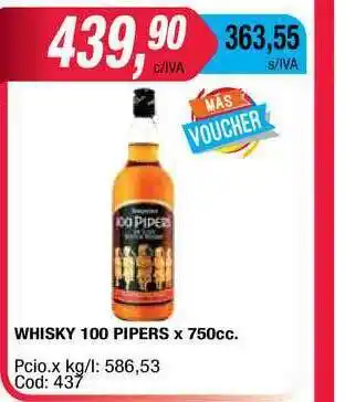 Maxiconsumo Whisky 100 Pipers x 750cc oferta