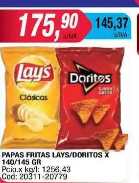 Maxiconsumo Papas Fritas Lays-doritos 140/1454gr oferta