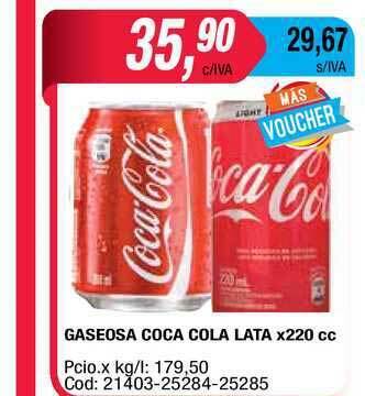 Maxiconsumo Gaseosa Coca Cola lata x 220cc oferta