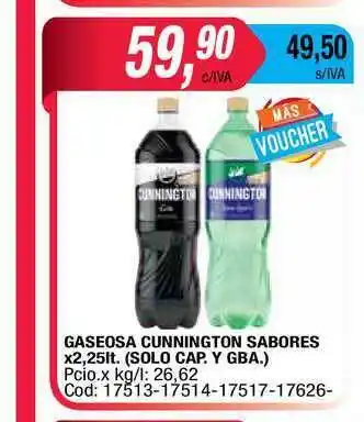 Maxiconsumo Gaseosa Cunnington Sabores x 2,25lt oferta