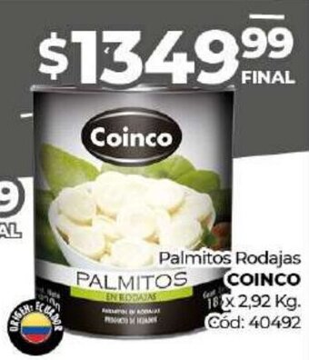 Diarco Coinco Palmitos Rodajas x 2,92 Kg oferta