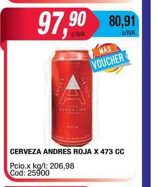 Maxiconsumo Cerveza Andres Roja x 473cc oferta