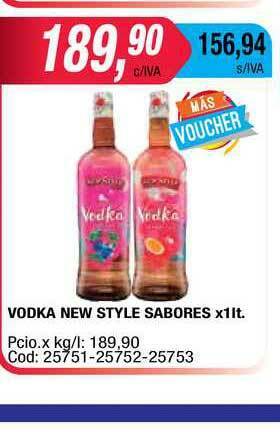 Maxiconsumo Vodka New Style Sabores x 1lt oferta