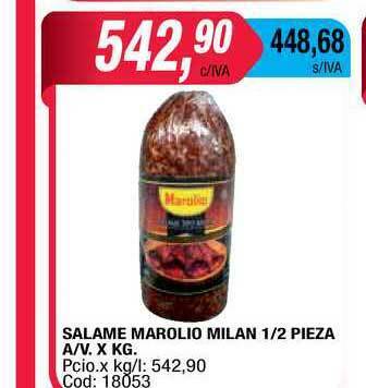 Maxiconsumo Salame Marolio Milan 1-2 Pieza A-v X Kg oferta