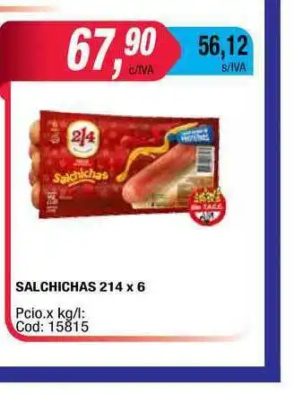 Maxiconsumo Salchichas 214 x 6 oferta
