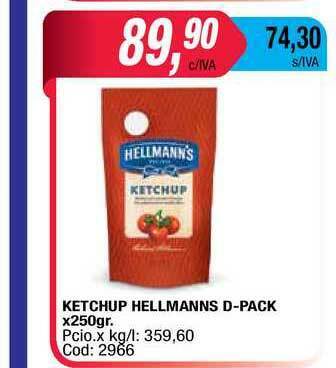 Maxiconsumo Ketchup Hellmanns D-pack x 250gr oferta
