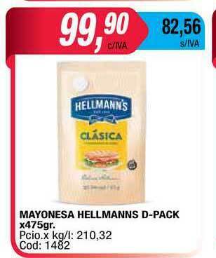 Maxiconsumo Mayonesa Hellmanns D-pack x 475gr oferta