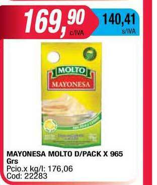 Maxiconsumo Mayonesa Molto D-pack x 965grs oferta