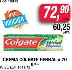 Maxiconsumo Crema Colgate Herbal x 70grs oferta