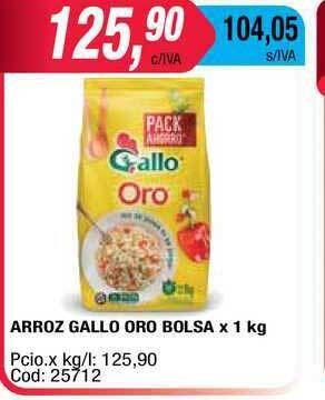 Maxiconsumo Arroz Gallo Oro Bolsa x 1kg oferta