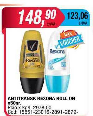 Maxiconsumo Antitransp. Rexona Roll On x 50gr oferta