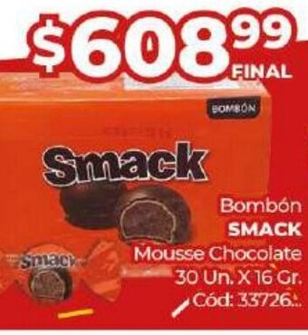 Diarco Smack Bombón Mousse Chocolate 30 Un. x 16 Gr. oferta